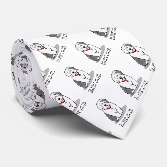 Spoiled Rotten Old English Sheepdog (Grey 1) Funny Tie (Rolled)