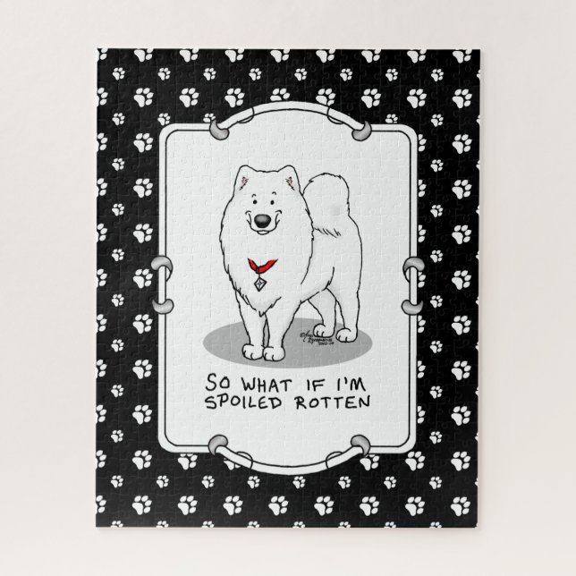Spoiled Rotten Samoyed Dog Cute Attitude Funny Jigsaw Puzzle (Vertical)