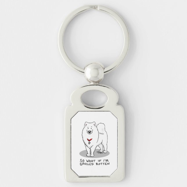 Spoiled Rotten Samoyed Dog Cute Attitude Funny Key Ring (Front)