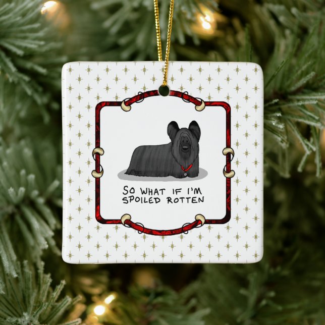 Spoiled Rotten Skye Terrier Dog (black) Cute Ceramic Ornament (Tree)