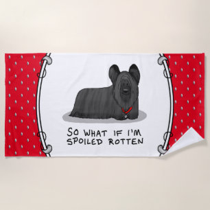 Spoiled Rotten Skye Terrier Dog (black) Cute Funny Beach Towel