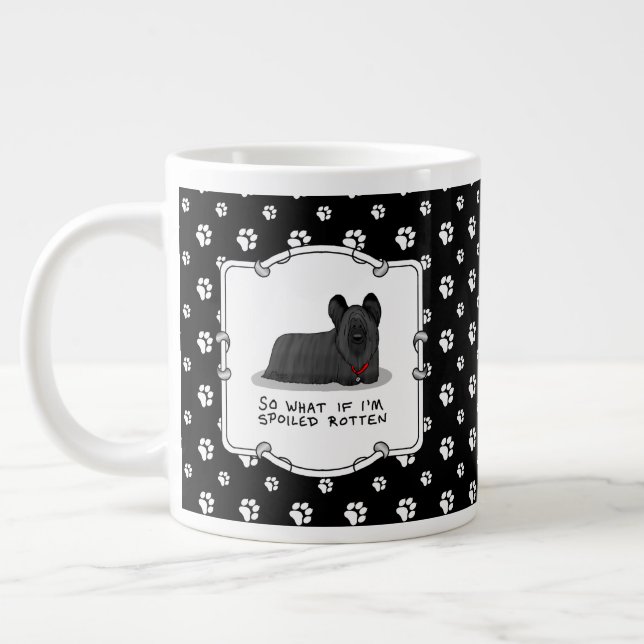 Spoiled Rotten Skye Terrier Dog (black) Cute Funny Large Coffee Mug (Left)