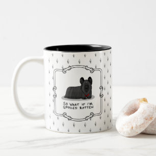 Spoiled Rotten Skye Terrier Dog (black) Cute Funny Two-Tone Coffee Mug
