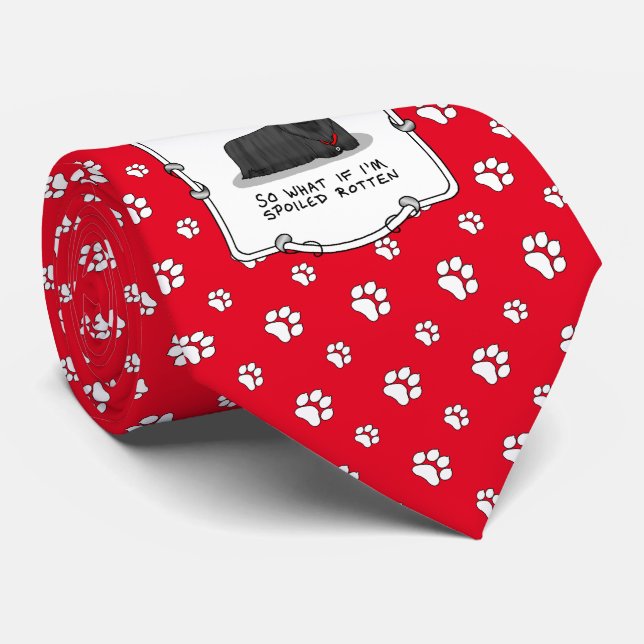 Spoiled Rotten Skye Terrier Dog (black) Cute Tie (Rolled)