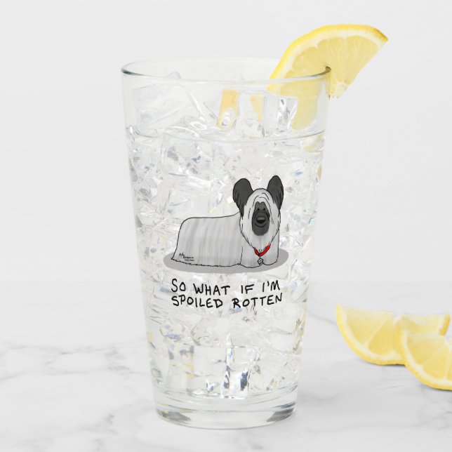 Spoiled Rotten Skye Terrier Dog (silver) Cute Fun Glass (Back Ice)