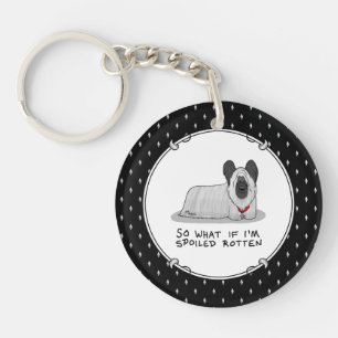Spoiled Rotten Skye Terrier Dog (silver) Cute Fun Key Ring