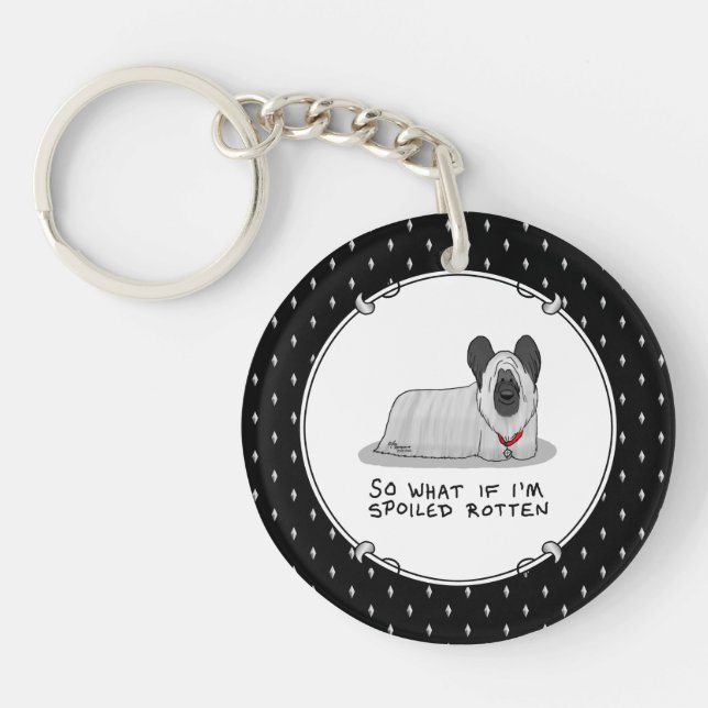 Spoiled Rotten Skye Terrier Dog (silver) Cute Fun Key Ring (Front)