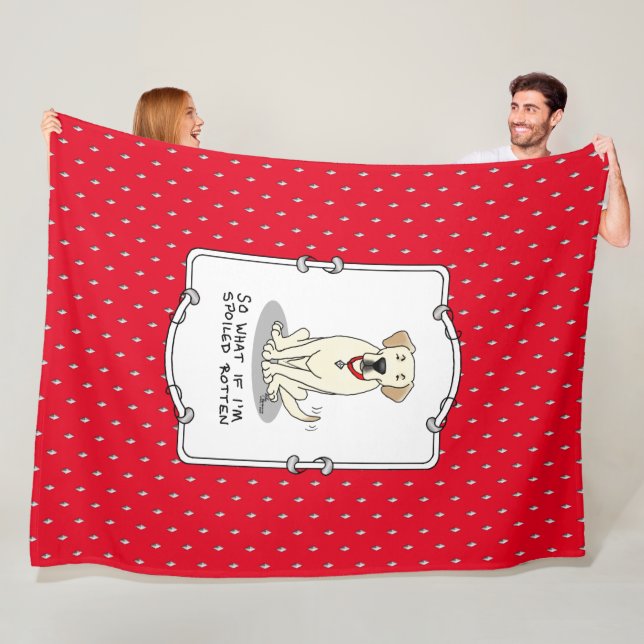Spoiled Rotten Yellow Lab Labrador Retriever Funny Fleece Blanket (In Situ)