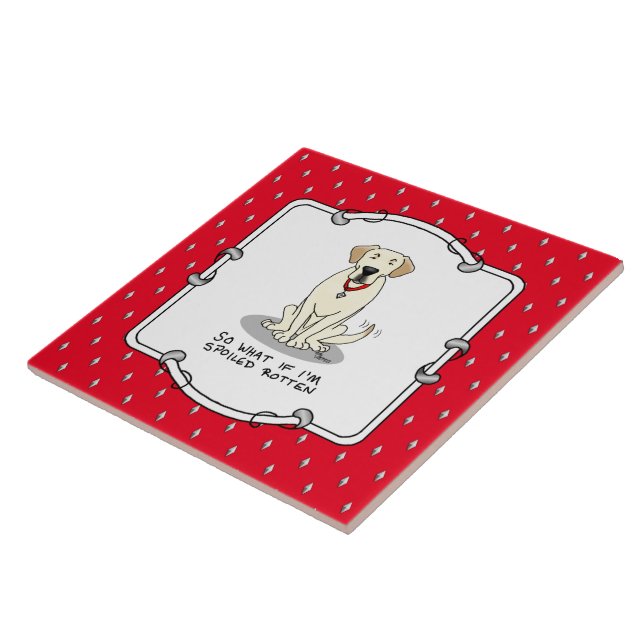 Spoiled Rotten Yellow Lab Labrador Retriever Funny Tile (Side)