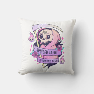 Spoiler Alert Everyone Dies Cute Pink Halloween Sk Cushion