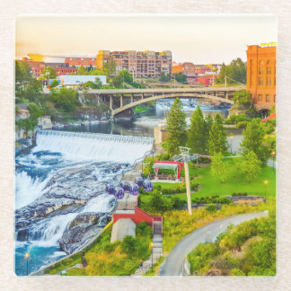 Spokane Falls Washington Glass Coaster