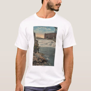 Spokane, WA - Couple Fishing on Lower Falls T-Shirt