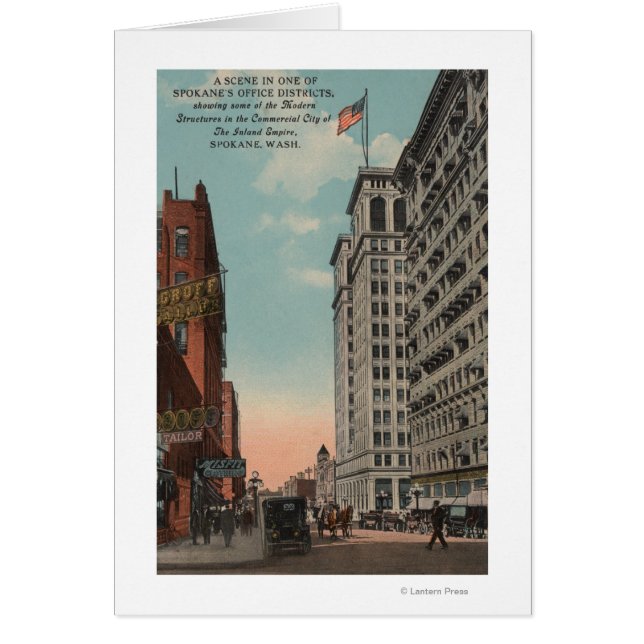 Spokane, WA - Downtown View with Horsecarts (Front)