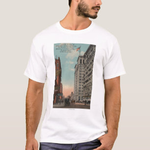 Spokane, WA - Downtown View with Horsecarts T-Shirt