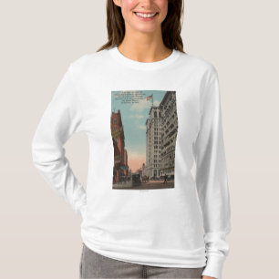 Spokane, WA - Downtown View with Horsecarts T-Shirt