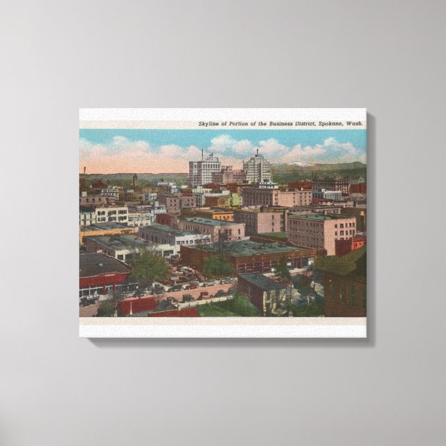 Spokane, WA - Skyline View of Downtown Canvas Print (Front)