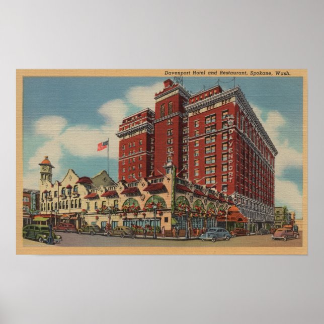 Spokane, WA - View of Davenport Hotel #2 Poster (Front)