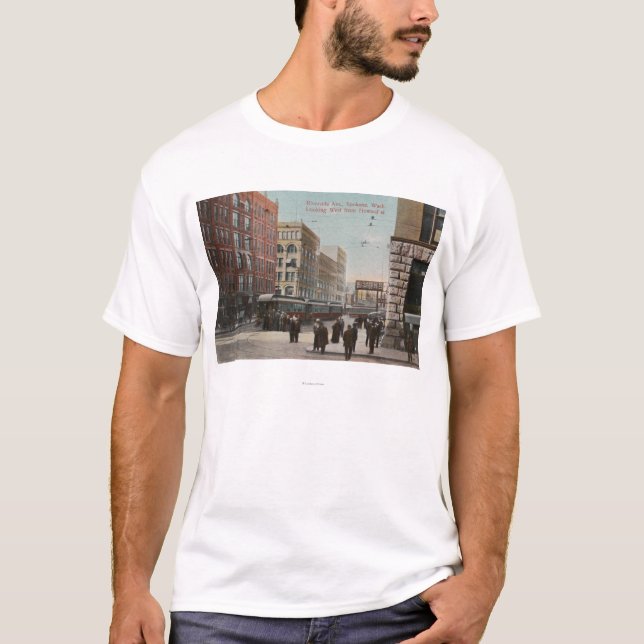 Spokane, WA - View of Riverside Ave. & Howard St T-Shirt (Front)
