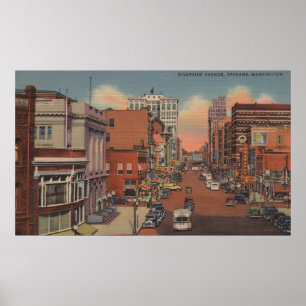 Spokane, WA - View of Riverside Ave. Poster