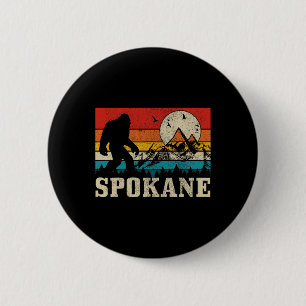 Spokane Washington Bigfoot Vintage Mountain Hunter 6 Cm Round Badge