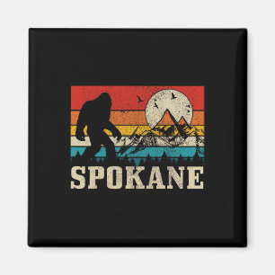 Spokane Washington Bigfoot Vintage Mountain Hunter Magnet