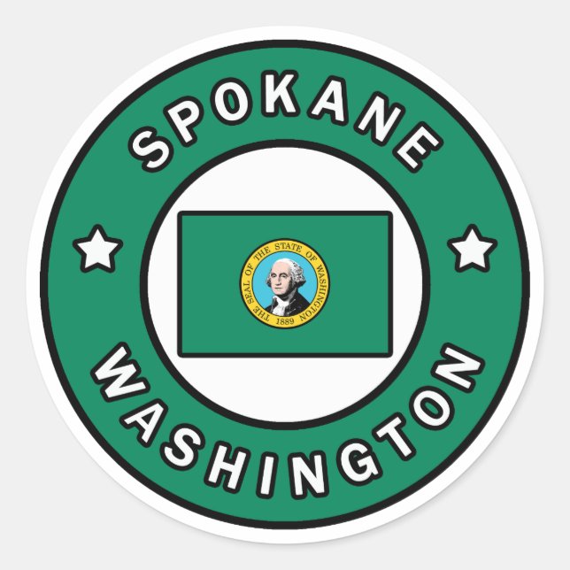 Spokane Washington Classic Round Sticker (Front)