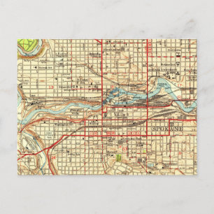 Spokane Washington Gonzaga Vintage Map  Postcard