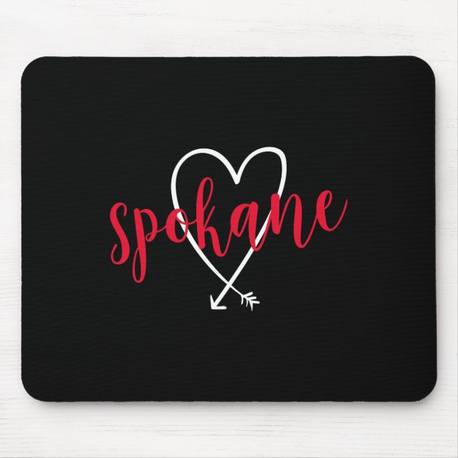 Spokane Washington Love Heart Handwriting Style  Mouse Mat (Front)