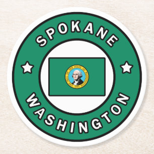 Spokane Washington Round Paper Coaster