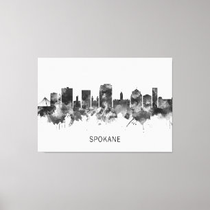 Spokane Washington Skyline BW Canvas Print