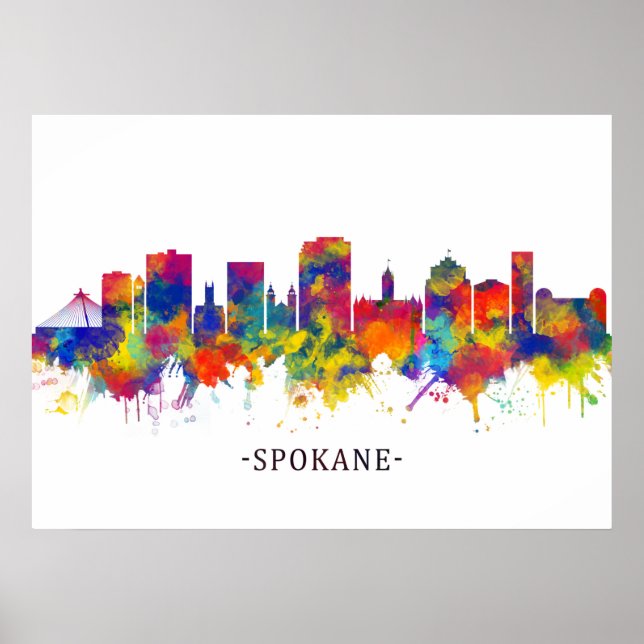 Spokane Washington Skyline Poster (Front)