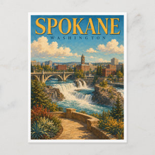 Spokane Washington Spokane Falls GeoSaga Postcard