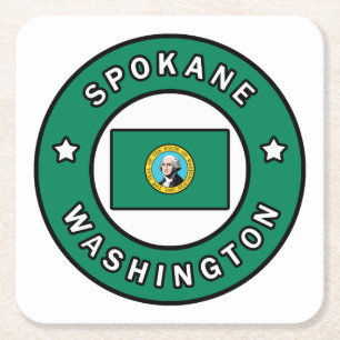 Spokane Washington Square Paper Coaster