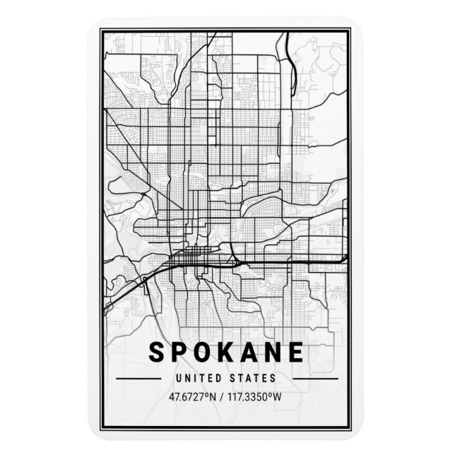 Spokane Washington USA Travel City Map Magnet (Vertical)