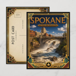 Spokane Washington Vintage Art Deco Golden Age Postcard