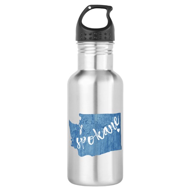 Spokane Washington Wood Grain 532 Ml Water Bottle (Front)