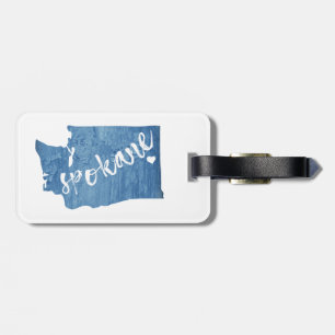 Spokane Washington Wood Grain Luggage Tag