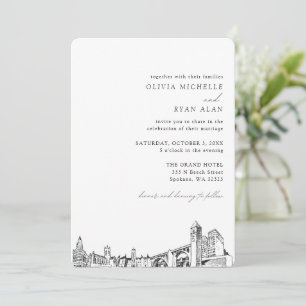 Spokane Wedding Elegant Skyline Invitation