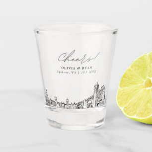 Spokane Wedding Favour Personalised Cheers Shot Glass
