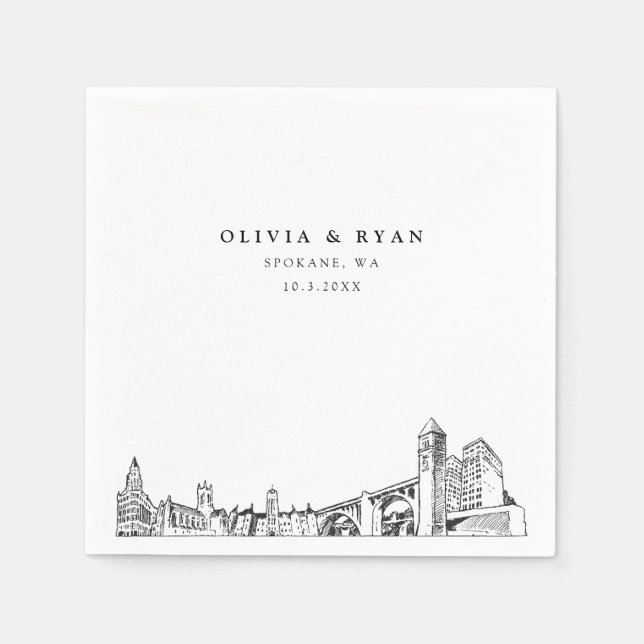 Spokane Wedding Minimalist Paper  Napkin (Front)