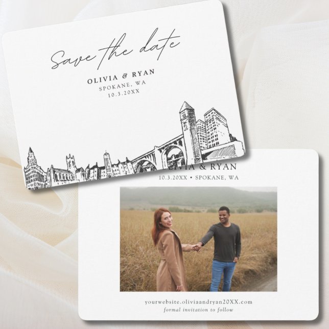 Spokane Wedding Modern Save the Date Invitation (Spokane Wedding Modern Save the Date Invitation)