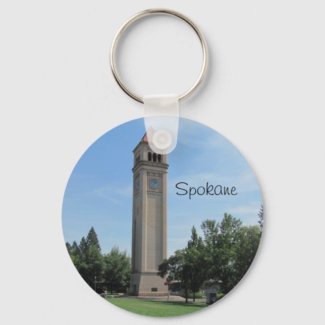 Spokane's Old Railroad Clock Tower Key Ring (Front)