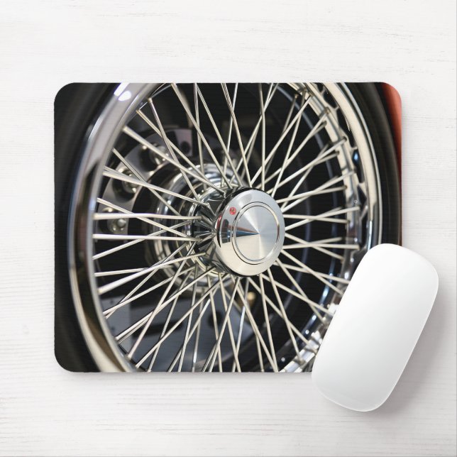 Spoked Chrome Geometry Mouse Mat (With Mouse)