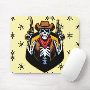 Spoky cowboy with guns Rustic artwork Mouse Mat