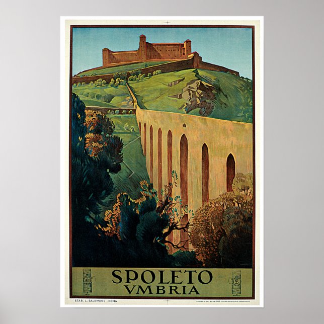 Spoleto Italy Vintage Italian Travel Poster (Front)
