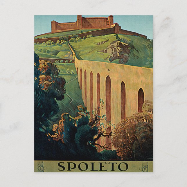 Spoleto Umbria Italy Vintage Travel Poster Art Postcard (Front)