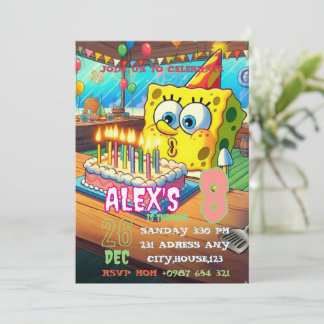 Sponge Cake Birthday Invitation