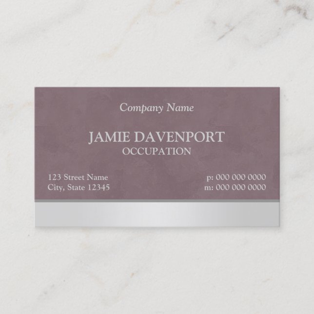 Sponged Burgundy & Silver Business Card (Front)
