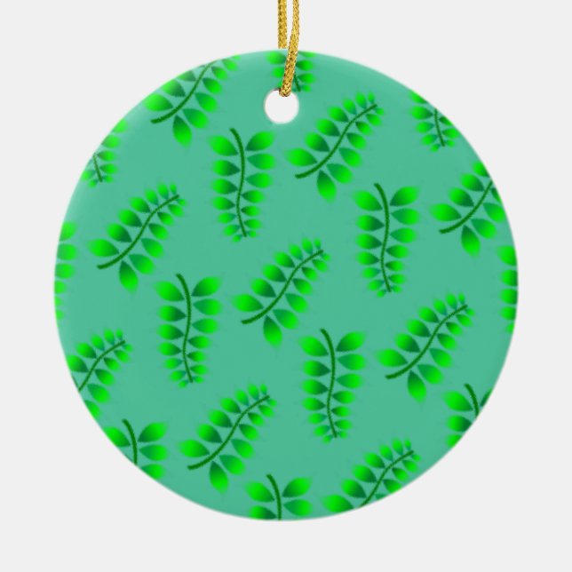 Sponged Foliage Pattern Ceramic Tree Decoration (Front)