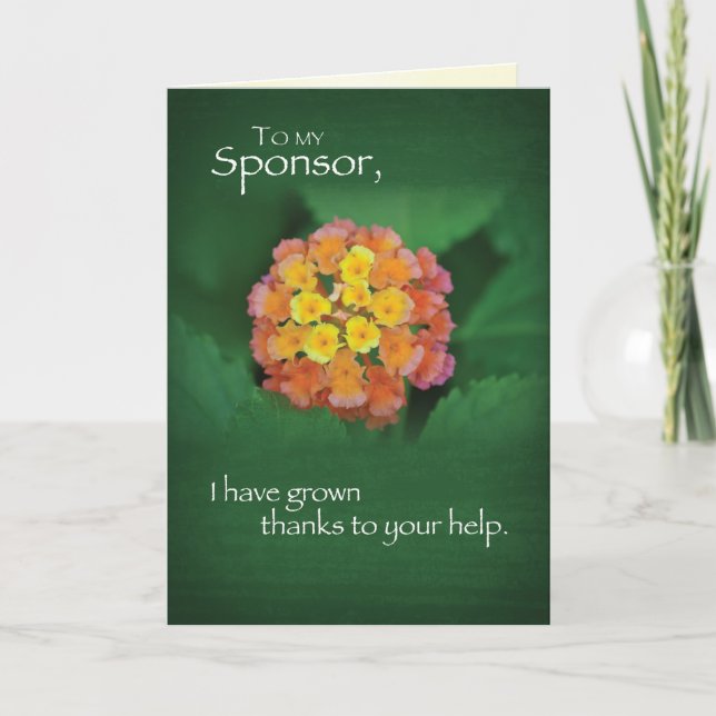 Sponsor 12 Step Recovery Thank You Flower on Green (Front)
